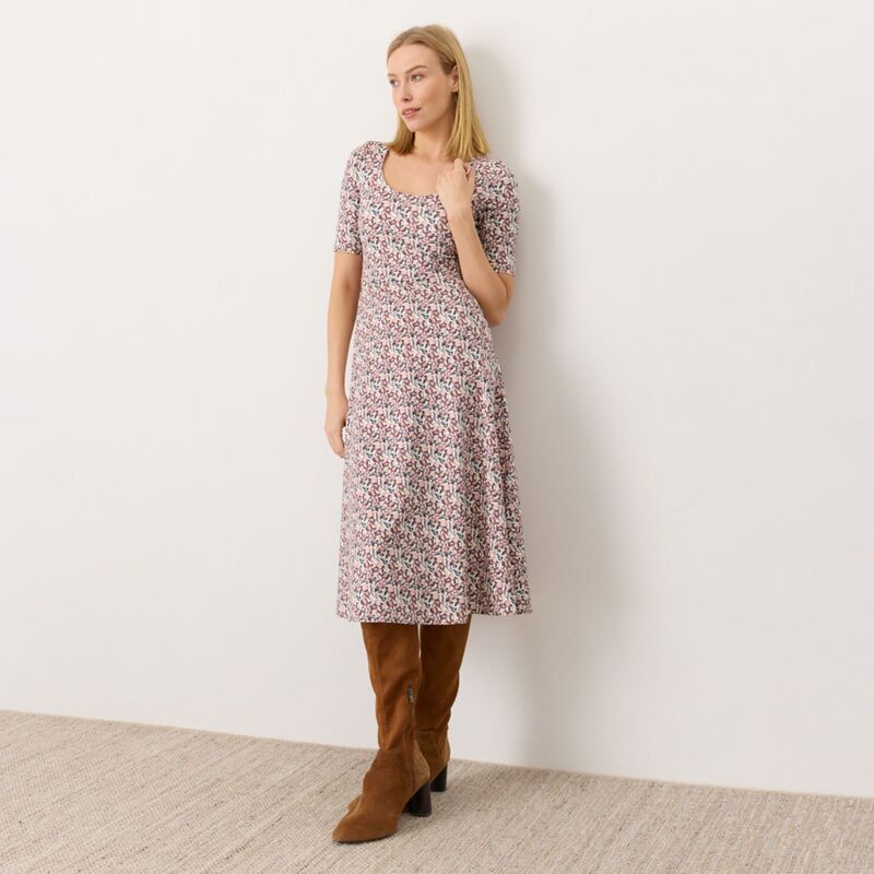 パクト レディース トップス ワンピース コットン Pact Fit Flare Signature Scoop Dress Made With Organicotton Paradise Petal