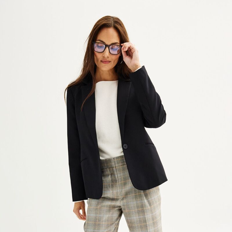 ナインウェスト レディース アウター ジャケット・ブルゾン プチ ブレザー Petite Nine West Classic Single Button Blazer Mineral Black ブラ