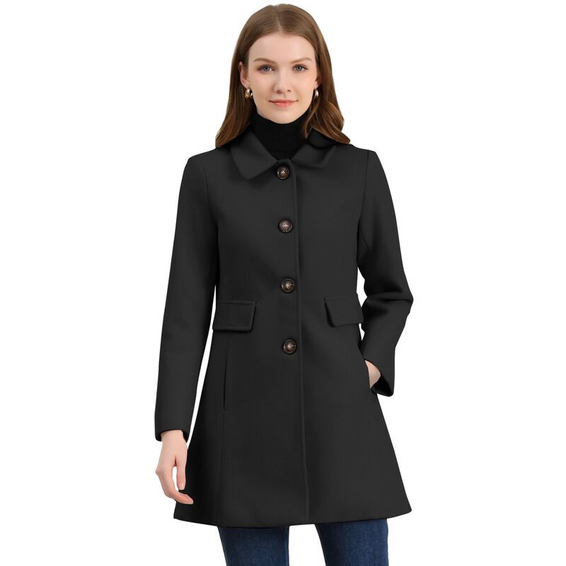 アレグラ ケー レディース アウター ジャケット・ブルゾン ヴィンテージ コート ALLEGRA K Womens Vintage Lapel Collared Overcoat Single Bre