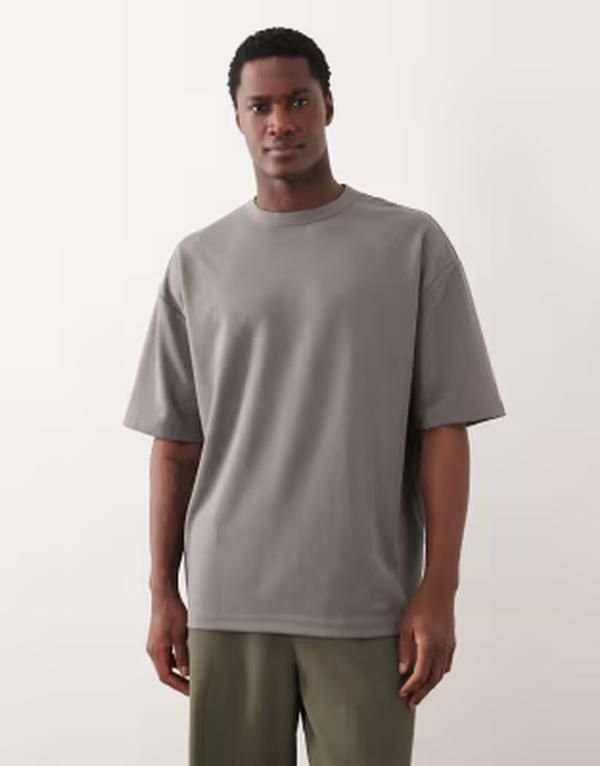 エイソス メンズ トップス Tシャツ コットン ASOS DESIGN breatheMAX heavyweight oversized Tshirt in charcoal cotton blend 9,610円