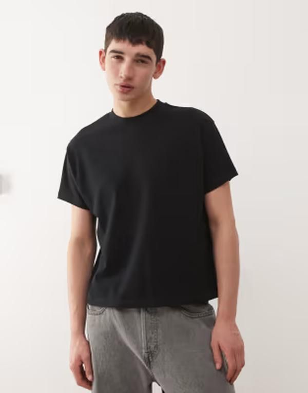 リクレイム ヴィンテージ メンズ トップス Tシャツ クロップド Reclaimed Vintage cropped boxy Tshirt Black ブラック