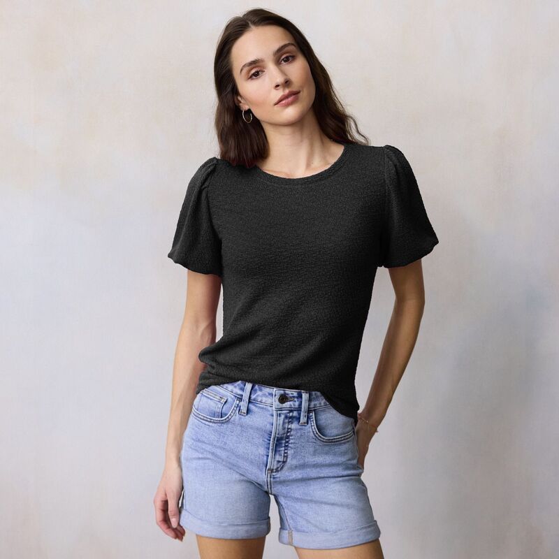 LC Lauren Conrad レディース トップス Tシャツ Womens LC Lauren Conrad Bubble Sleeve TShirt Black Ore ブラック