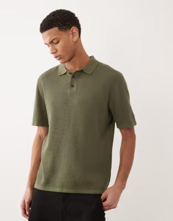 ジャック アンド ジョーンズ メンズ トップス ポロシャツ ニット Jack Jones knit polo shirt with short sleeves Dusty olive オリーブ
