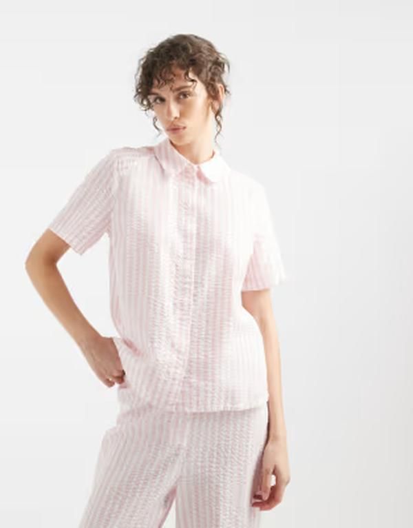 ピーシーズ レディース トップス シャツ PIECEShort sleeve shirt in roseate pink and white part of a set Roseate spoonbi
