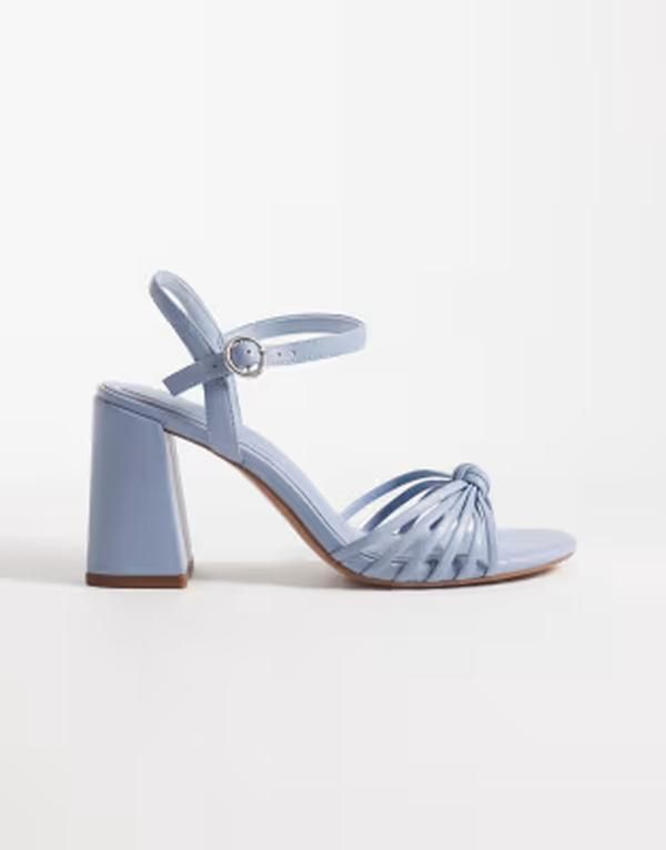 エイソス レディース シューズ サンダル ヒール ASOS DESIGN Heron knotted mid block heel sandals in pale blue ブルー
