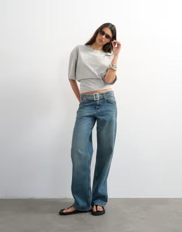 トップショップ レディース トップス Tシャツ Topshop structured waistee heather Gray Heather グレー