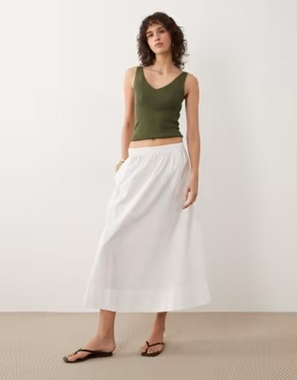 ジェイディーワイ レディース ボトムスカート JDY poplin midaxi skirt WHITE ホワイト