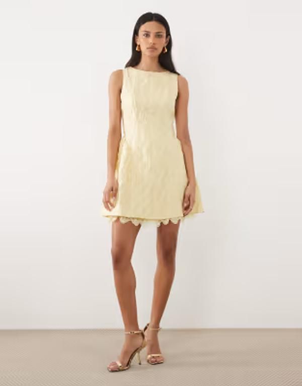 シスタージュン レディース トップス ワンピース ミニ スカート レース Sister Jane jacquard boat neck volume lace underskirt mini dres