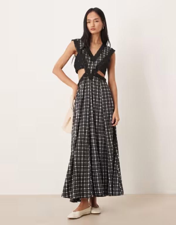 エイソス レディース トップス ワンピース カットアウト ノースリーブ レース マキシ ASOS DESIGN lace applique sleeveless cutout maxi dress c
