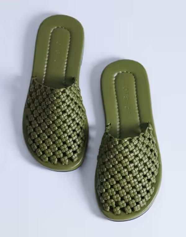 トップショップ レディース シューズ サンダル Topshop Bibi woven mules in olive オリーブ