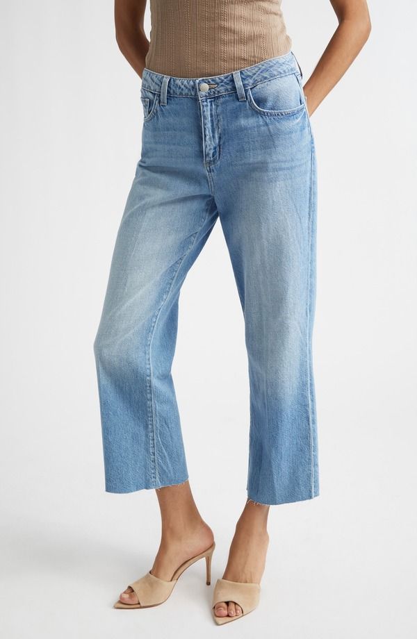 ラジャンス レディース ボトムス カジュアルパンツ ワイドレッグ ハイウエスト ジーンズ LAGENCE Wanda High Waist Raw Hem Crop Wide Leg Jeans An