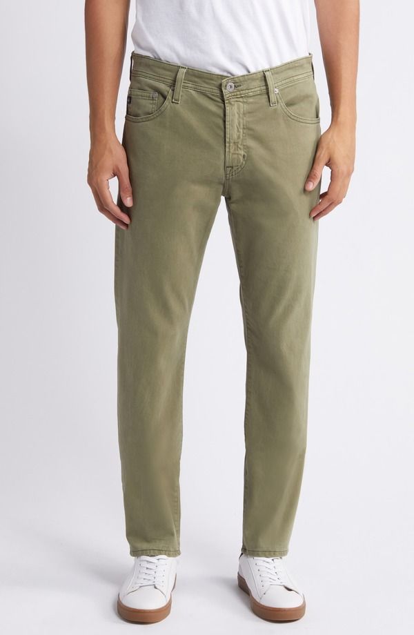 エージー メンズ ボトムス カジュアルパンツ Tシャツ AG Everett Stretch Sateen Slim Straight Pants Green Meadows グリーン
