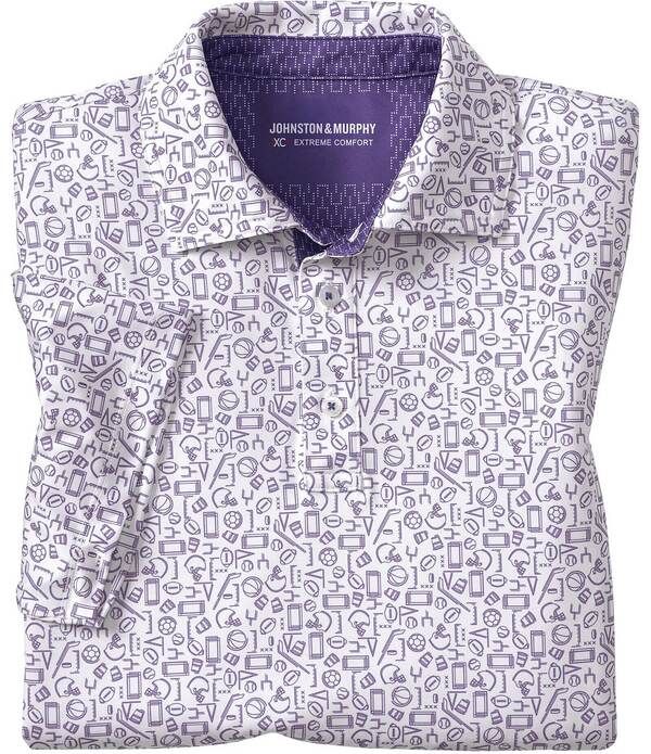 ジョンストンアンドマーフィー メンズ トップス シャツ プリント Johnston Murphy Gameday XC4 Multi Sport Print Short Sleeve Polo Shi