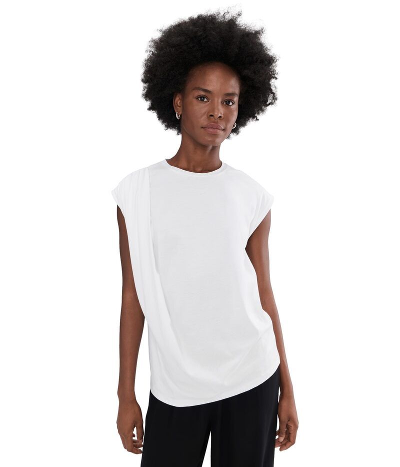 ヴィンス レディース トップス シャツ ドレープ Vince Relaxed Short Sleeve Drape Top White ホワイト