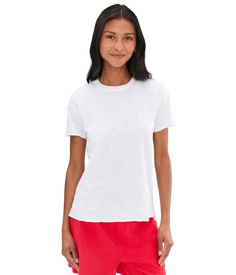 モッドドック レディース トップス シャツ クルーネック Mododoc Short Sleeve Step Hem Crew Neck Short Sleeve Tee White Halo ホワイ
