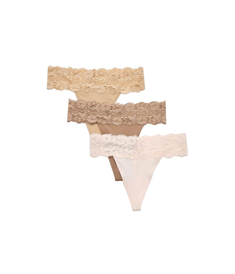 パクト レディース アンダーウェア パンツ レース PACT Lace Waisthong 3Pack Nearly Bare