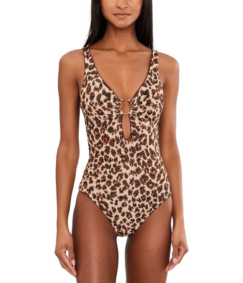 ベッカ レディース 水着 上下セット カットアウト BECCA Safari Leopard Tatum Ring Cut Out Onepiece Leo アニマル