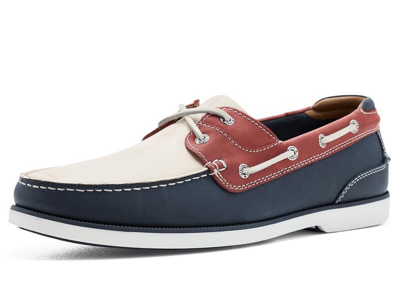 ジョンストンアンドマーフィー メンズ シューズ Johnston Murphy Ventura 2eye Boat Shoes RedWhiteBlue ホワイト