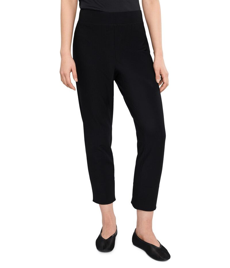 エイリーンフィッシャー レディース ボトムス カジュアルパンツ クレープ Eileen Fisher Washable Stretch Crepe Slim Cropants With Slit Bl