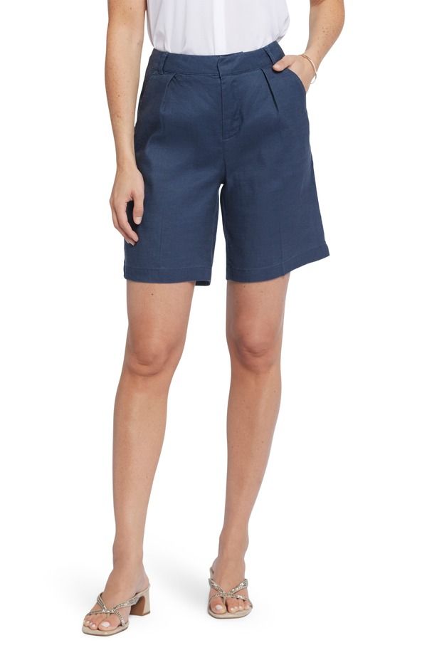 エヌワイディージェイ レディース ボトムス ハーフパンツ・ショーツ ショートパンツ リネン NYDJ Relaxed Linen Blend Shorts Oxford Navy ネイビー