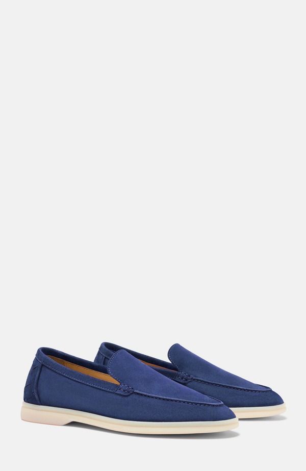 スカロッソ メンズ シューズ スリッポン・ローファー SCAROSSO Ludovico Woven Loafers Indigo Suede インディゴ