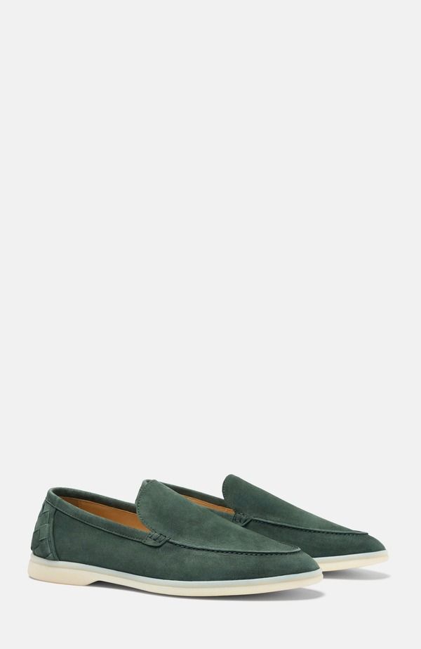 スカロッソ メンズ シューズ スリッポン・ローファー SCAROSSO Ludovico Woven Loafers Green Suede グリーン