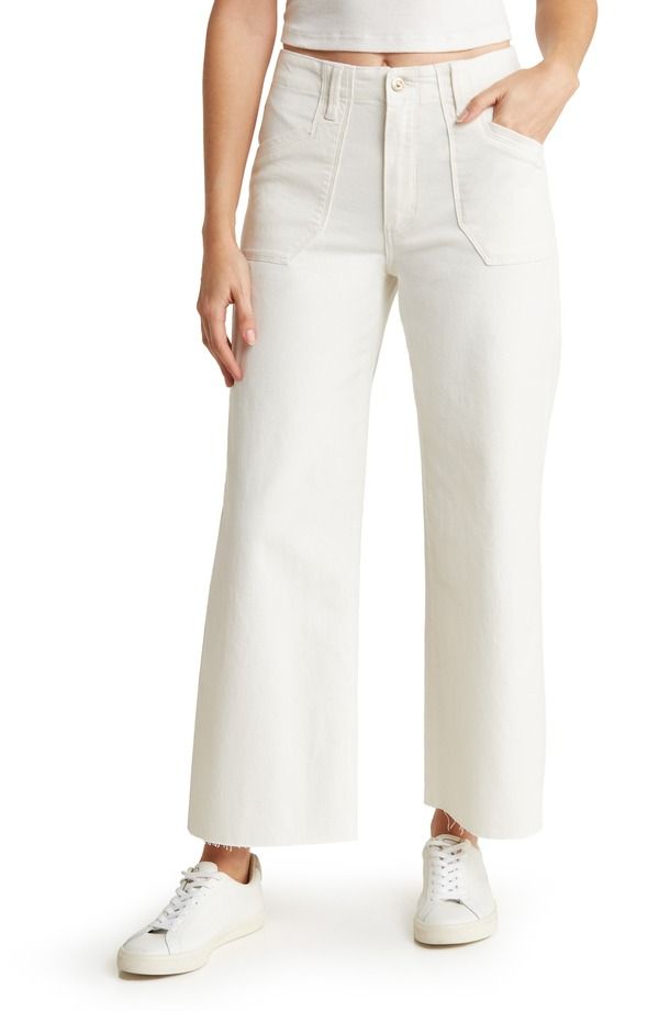 ペイジ レディース ボトムス デニムパンツ ワイドレッグ ハイウエスト ジーンズ PAIGE Anessa Raw Hem High Waist Crop Wide Leg Utility Jeans