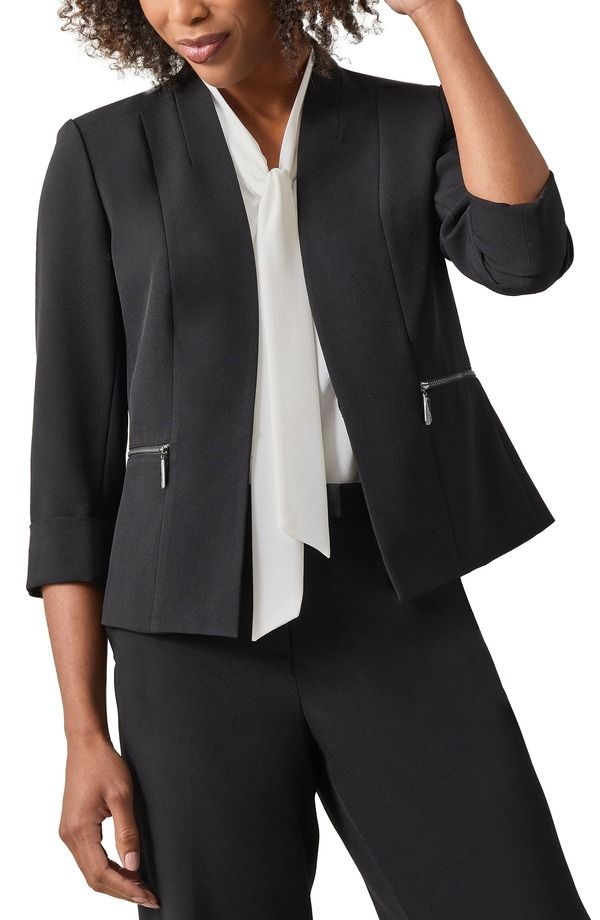 カスパール レディース アウター ジャケット・ブルゾン クレープ KASPER Stretch Crepe Jacket Black ブラック