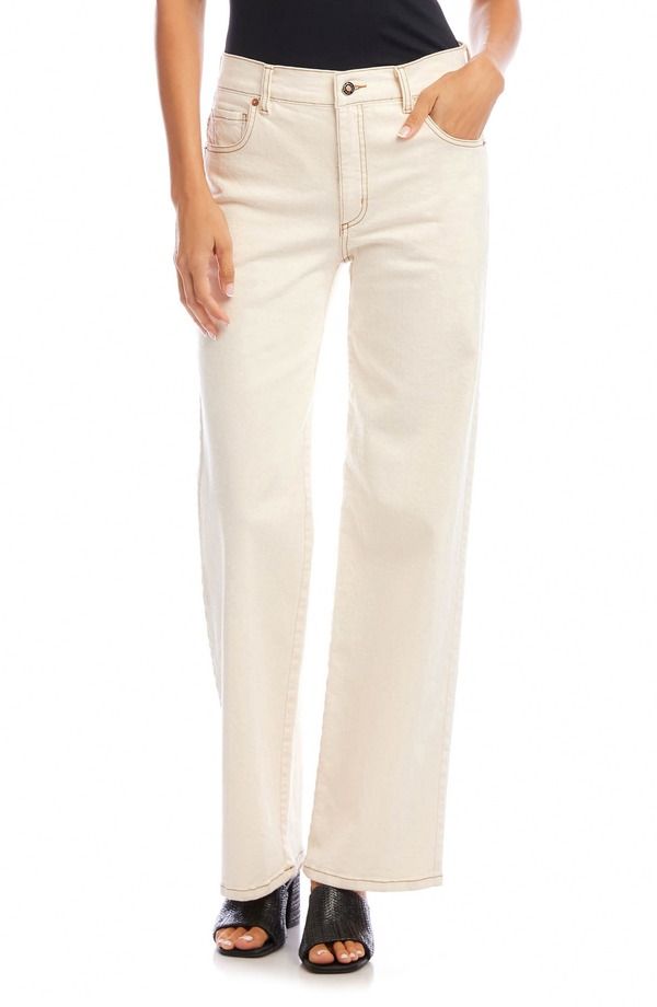 カレンケーン レディース ボトムス デニムパンツ ワイドレッグ ハイウエスト ジーンズ Karen Kane High Waist Wide Leg Jeans Natural
