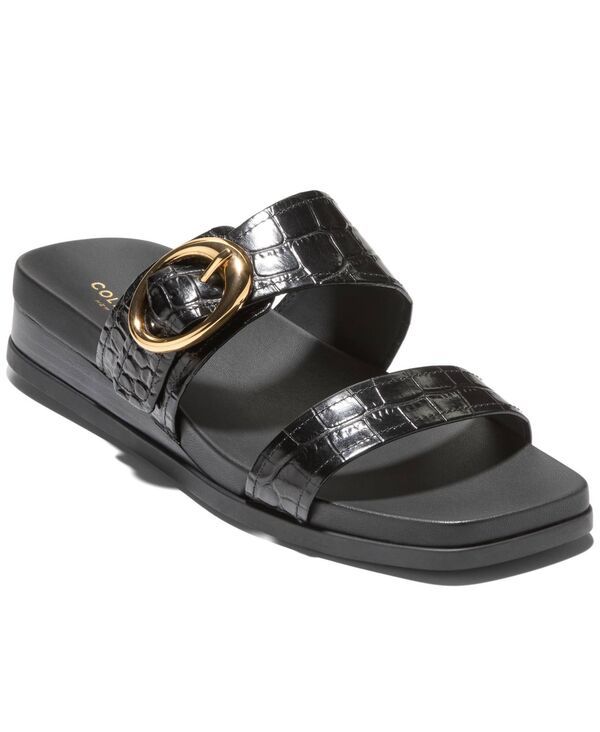 コールハーン レディース シューズ スリッポン・ローファー サンダル Cole Haan Womens Oaklynn Double Band SlipOn Footbed Sandals Black