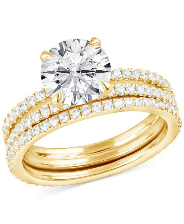 バッジェリーミシュカ レディース アクセサリー リング Badgley Mischka Certified Lab Grown Diamond Bridal Set 3 ctw in 14k Yell