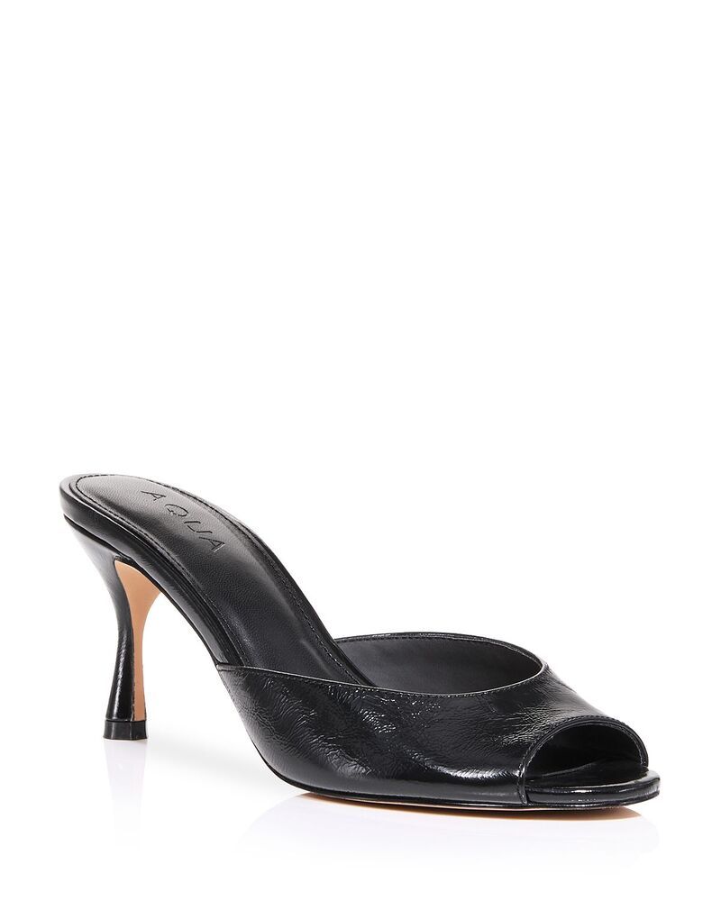 アクア レディース シューズ サンダル レザー AQUA Womenshileather Sandals Exclusive Black Crinkle ブラック