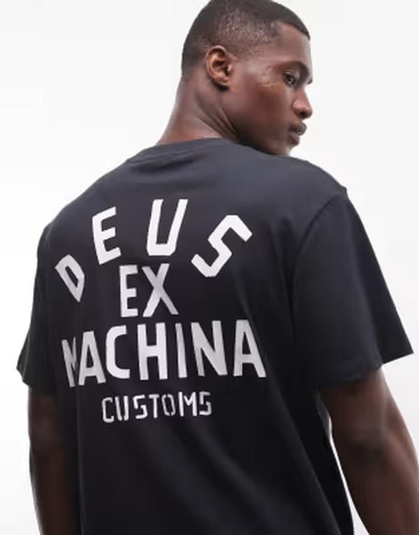 デウス エクス マキナ メンズ トップス Tシャツ コットン ロゴ Deus Ex Machina 100 cotton tshirt with logo back Black ブラック