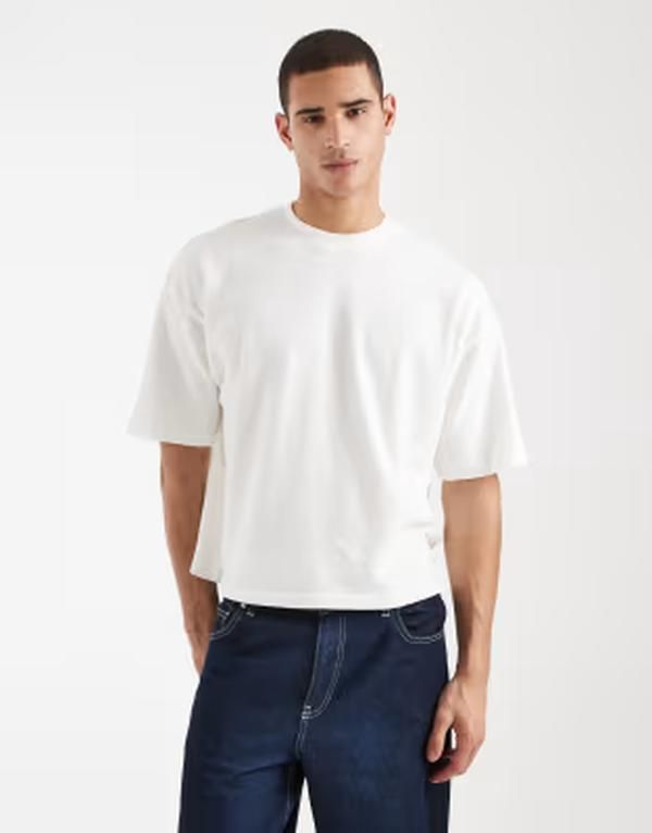 コットンオン メンズ トップス Tシャツ パイル Cotton terry Tshirt in washed Vintage white ホワイト