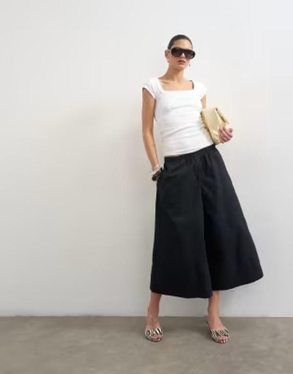 トップショップ レディース ボトムス カジュアルパンツ A ライン Topshop aline culottes Black ブラック