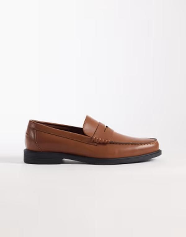 エイソス メンズ シューズ スリッポン・ローファー ASOS DESIGN penny loafers in tan タン