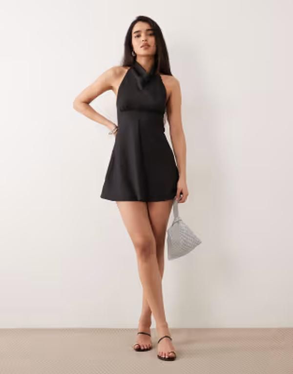 オンリー レディース トップス ワンピース ミニ サテン ホルター ONLY halterneck satin mini dress Black ブラック 16,436円