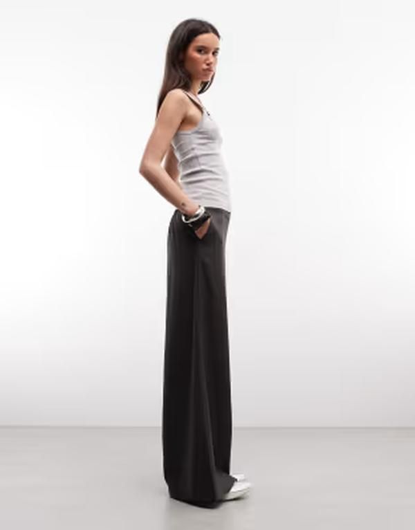 ウィークデイ レディース トップス Tシャツ リブ Weekday ribbed square neck tank top melange Gray melange グレー