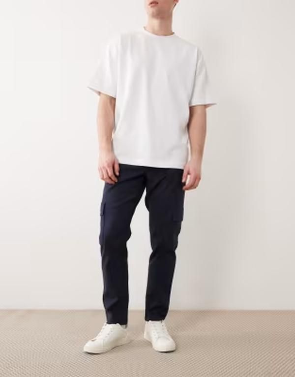 エイソス メンズ ボトムス カジュアルパンツ カーゴパンツ ASOS DESIGN tapered cargo pants NAVY ネイビー