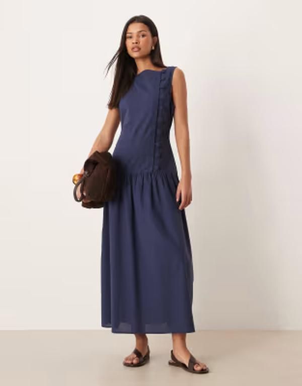 エイソス レディース トップス ワンピース アシンメトリー ベスト ASOS DESIGN slash neck asymmetric vest midaxi sundress with droppe