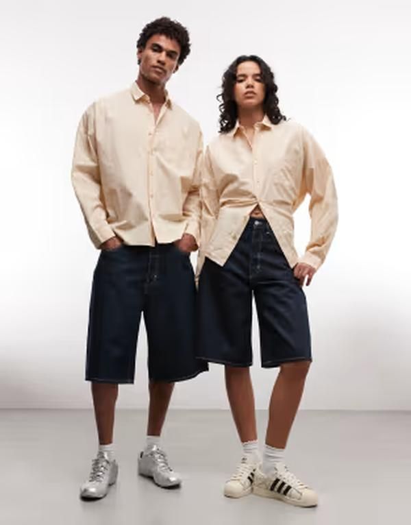 ウィークデイ レディース ボトムス デニムパンツ ローライズ Weekday Astro Unisex low rise baggy fit jorts rinse Blue rinse ブルー