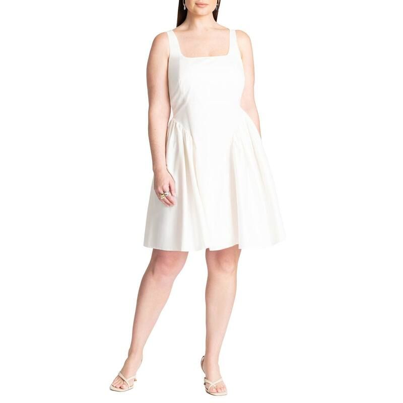エロクイ レディース トップス ワンピース プラスサイズ ミニ ELOQUII Womens Plusize Bow Back Mini Dressugar Swizzle