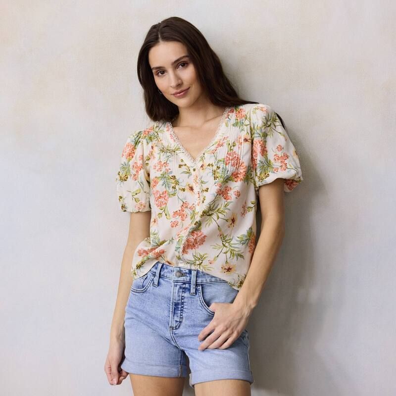LC Lauren Conrad レディース トップス シャツ Vネック ブラウス Womens LC Lauren Conrad VNeck Button Front Blouse Cream Id