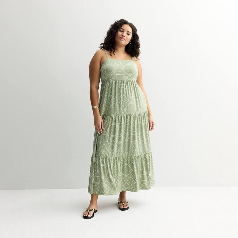 エスオー レディース トップス ワンピース ティアード プラスサイズ マキシ Plusize Juniors SO Tiered Maxi Dress Olive Patchwork オリーブ