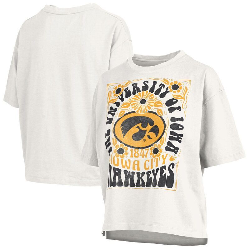 プレスボックス レディース トップス Tシャツ Womens Pressbox White Iowa Hawkeyes Harmony Oversized Slub TShirt Iwa White