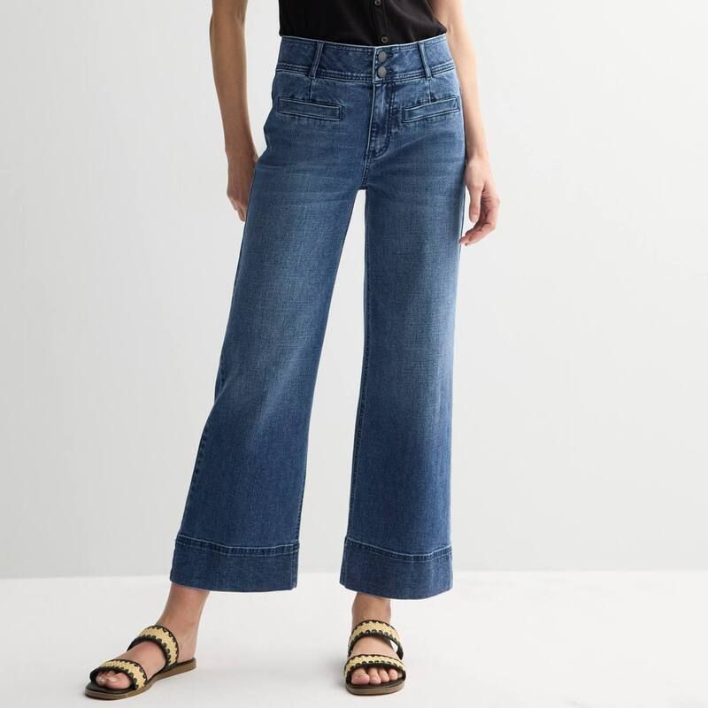 ナインウェスト レディース ボトムス デニムパンツ ワイドレッグ Womens Nine West HighRise Wide Leg Pants Medium Wash