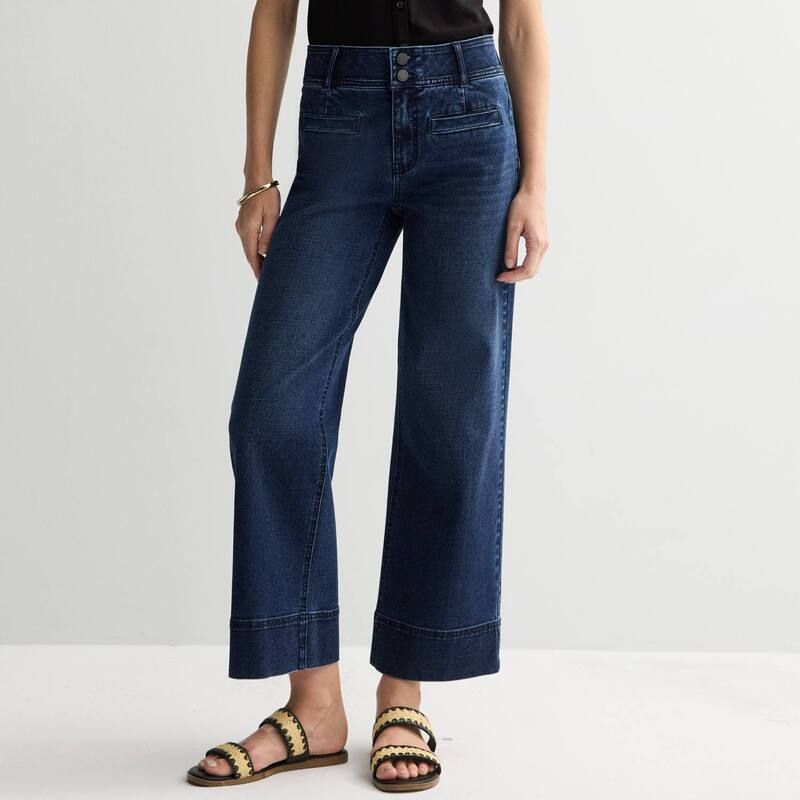 ナインウェスト レディース ボトムス デニムパンツ ワイドレッグ Womens Nine West HighRise Wide Leg Pants Dark Rinse Blast