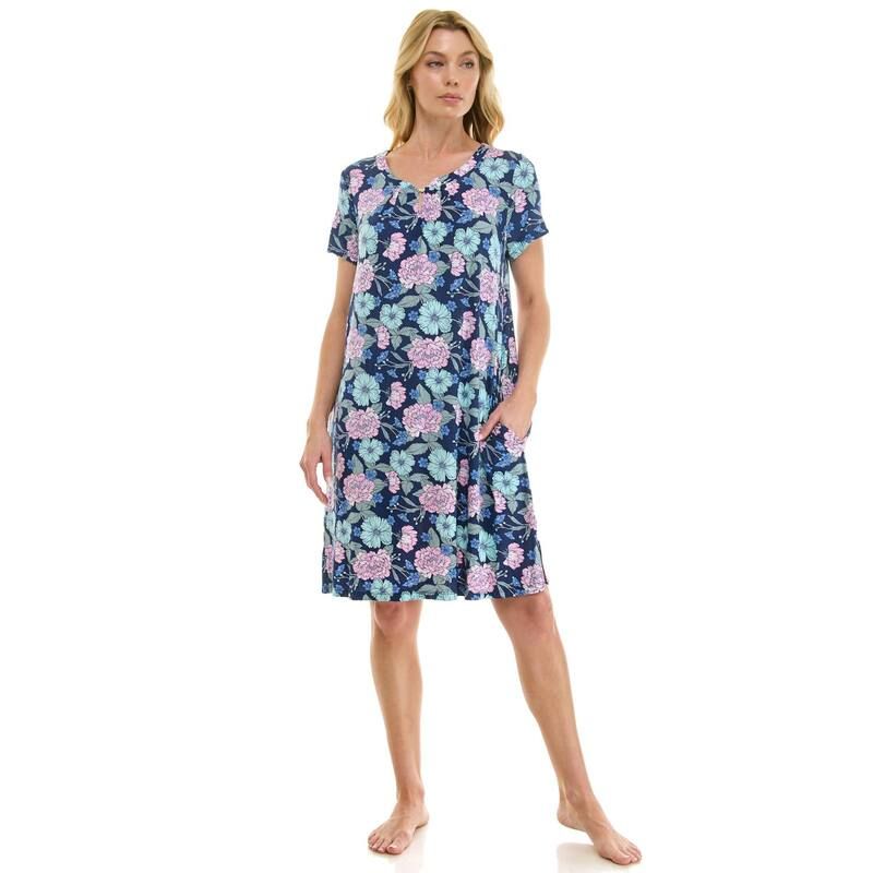 クロフト＆バロー レディース アンダーウェア ナイトウェア フラワー柄 フラワー Womens Croft Barrow Short Sleeve Floral Sleep Gown Cherry F 8,174円