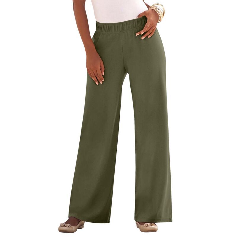 ロアマンズ レディース ボトムス カジュアルパンツ ワイドレッグ プラスサイズ ニット Roamans Womens Plusize PullOn Wide Leg Soft Knit Pant Da