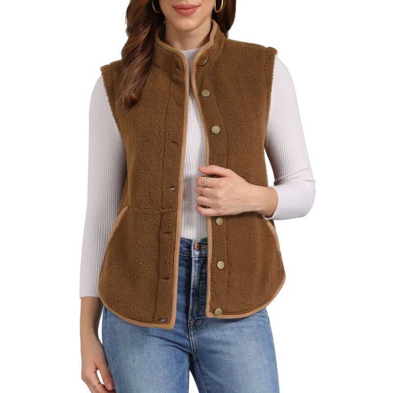 アレグラ ケー レディース アウター ジャケット・ブルゾン プラスサイズ ベスト ノースリーブ フリース ALLEGRA K Womens Fleece Vest Soft Plush Outerwe